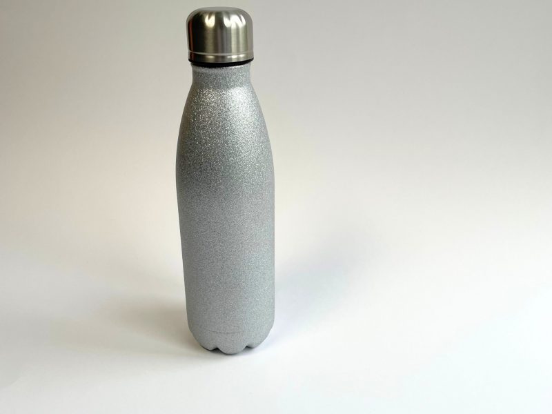 Glitzer Thermoflasche silber