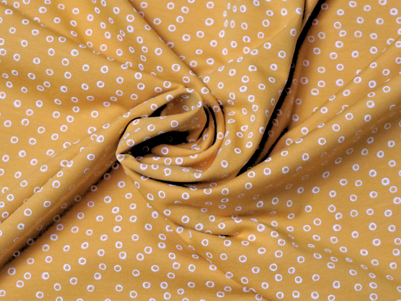 Jersey weiße Kreise auf senfgelb