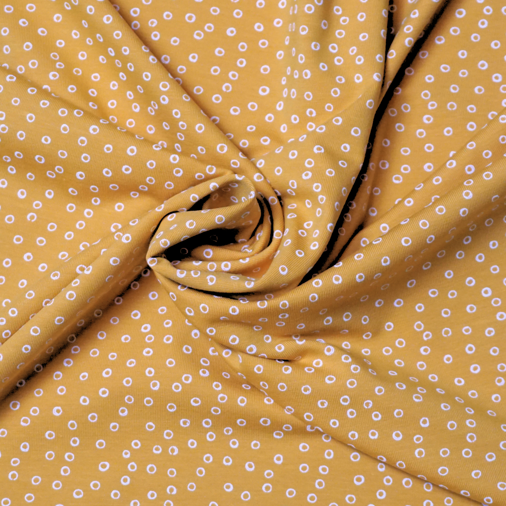 Jersey weiße Kreise auf senfgelb