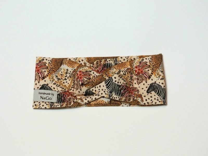Stirnband aus Jersey Gepard und Zebra