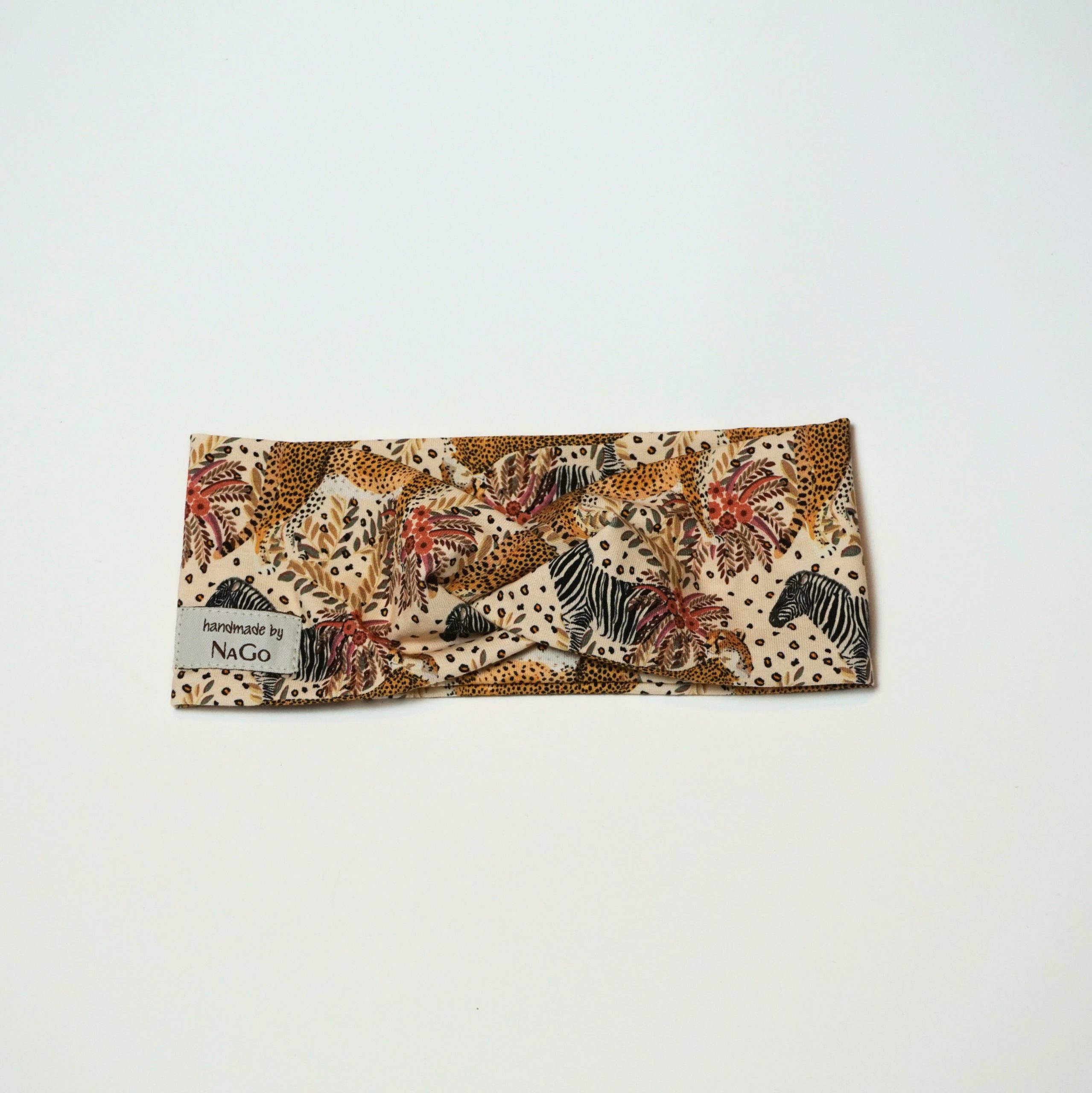 Stirnband aus Jersey Gepard und Zebra