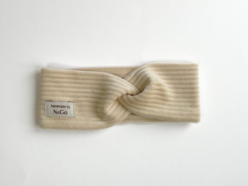 Stirnband aus Breitcord Jersey hellbeige