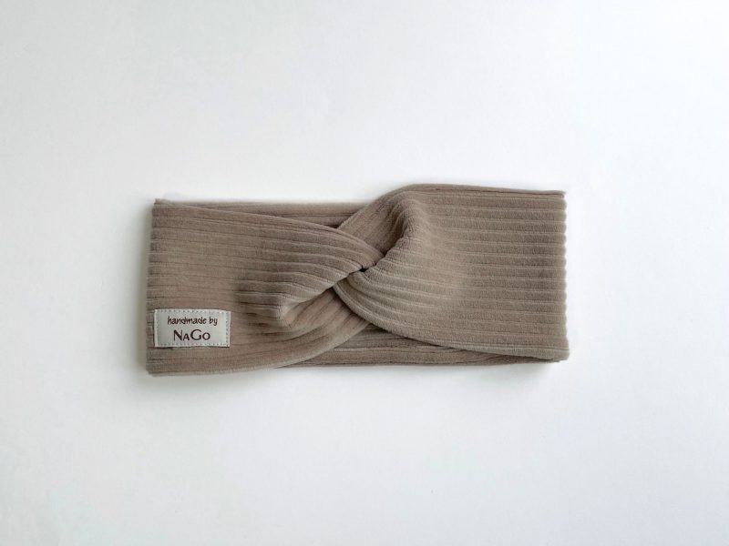 Stirnband aus Breitcord Jersey taupe