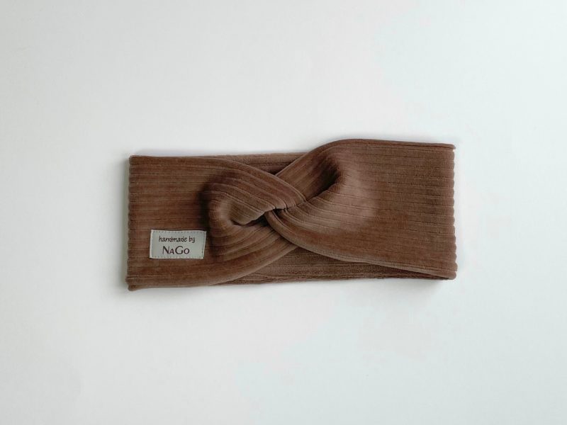 Stirnband aus Breitcord Jersey hellbraun