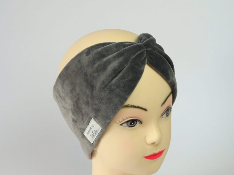Stirnband / Haarband Samtjersey grau
