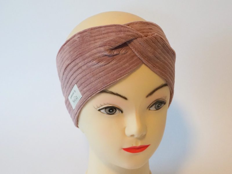 Stirnband / Haarband aus Breitcord Jersey altrosa