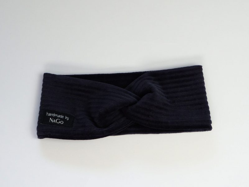 Stirnband / Haarband aus Breitcord Jersey schwarz
