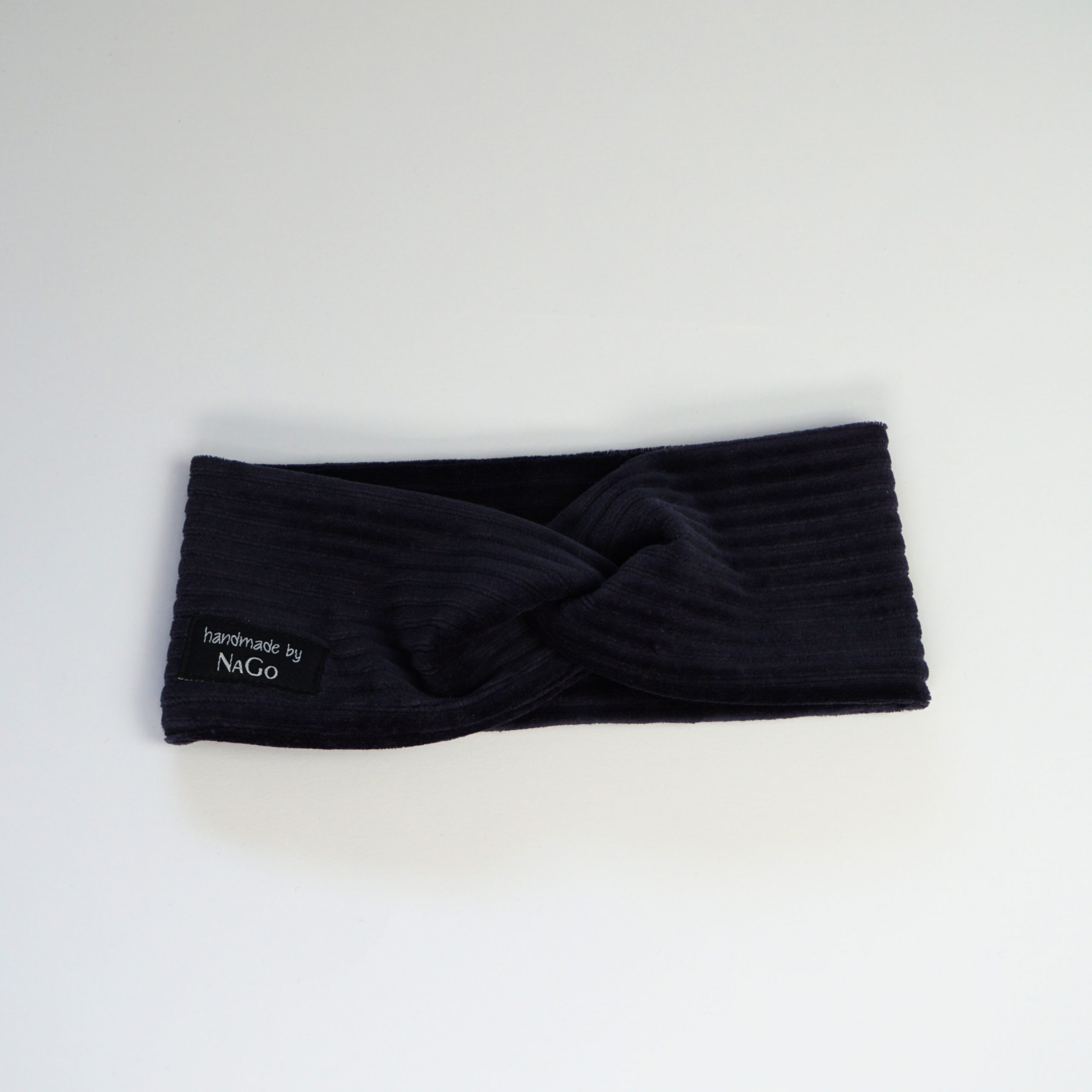 Stirnband / Haarband aus Breitcord Jersey schwarz