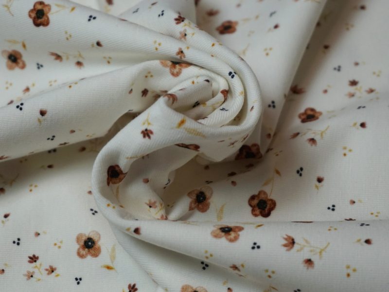 Baumwolljersey - braune Blumen