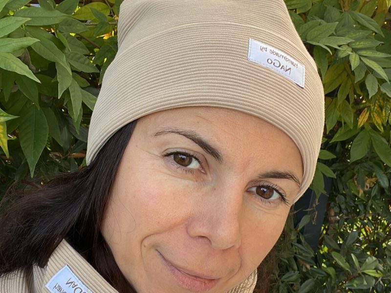 Mütze aus Ottoman Jersey sand beige